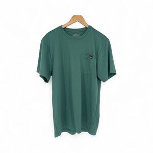 Dickies Work Shirt Mens Medium Olive Green Front Pocket Tee Quick Dry Workwear